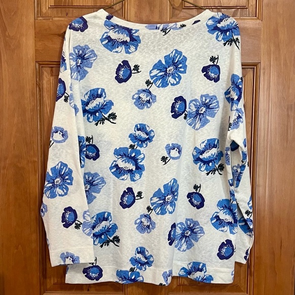 LOFT Blue Floral Print Top - Picture 5 of 5
